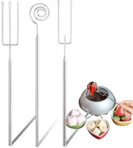 YANXINKE Schokoladengabel, 3 Stück Pralinen Besteck Set, Edelstahl Schokoladen Dessert Tauchgabel, Candy Fondue Gabel Backzubehör