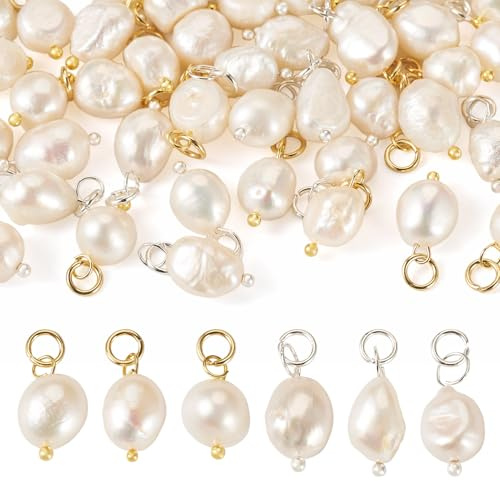 Spritewelry Ciondolo a forma di patata di riso con perle naturali coltivate d'acqua dolce perline di forma ovale per ciondoli a forma di perlina connettori per orecchini bracciale collana creazione di