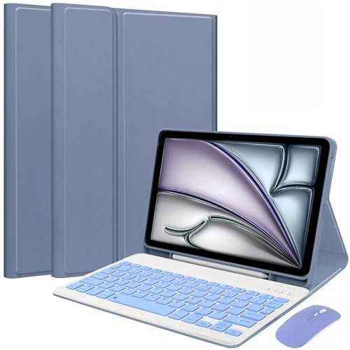 HEKUEUN Custodia con Tastiera per iPad 10,2 Pollici 9a/8a/7a Generazione (2021/2020/2019) iPad Air 3/iPad PRO 10,5 Pollici con Mouse Tastiera Bluetooth Magnetica Staccabile con Portapenne,Viola