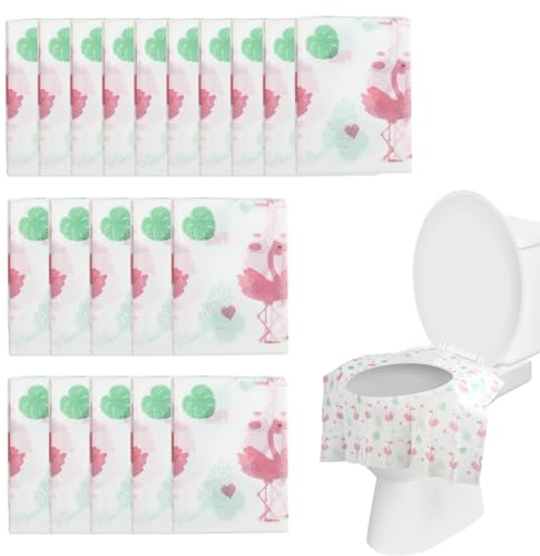 20 Toilettenauflagen Einweg - Einweg-Toilettensitzbezüge - Toilettenauflagen, aus Vlies-Material, einzeln verpackt, leicht zu transportieren, doppelt verstärkt, universelle Größe