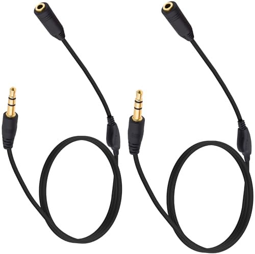 YARCHONN 3,5 mm Kopfhörer Verlängerungskabel mit Lautstärkeregelung Einstellung 3,5 mm Stecker auf Buchse TRS Stereo Audio Verlängerungskabel für Headset Smartphones Tablets-1.2M/3.9FT-2Pcs