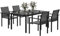 Outsunny Muebles de jardín 4 plazas, Mesa de jardín con 4 sillas apilables, Tapa de Cristal Templado 140 cm, Agujero para sombrilla 54 mm, Muebles de jardín, terraza, Porche, Negro