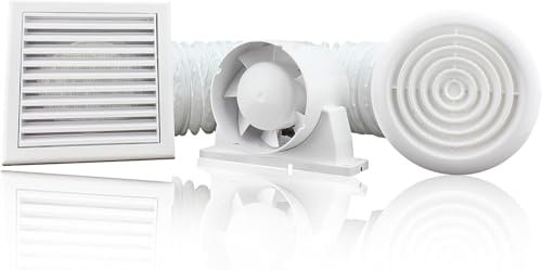 Devola 100mm Inline Extractor Fan Shower Kit With Timer, Made In Britain (Shower Kit and Timer Fan)