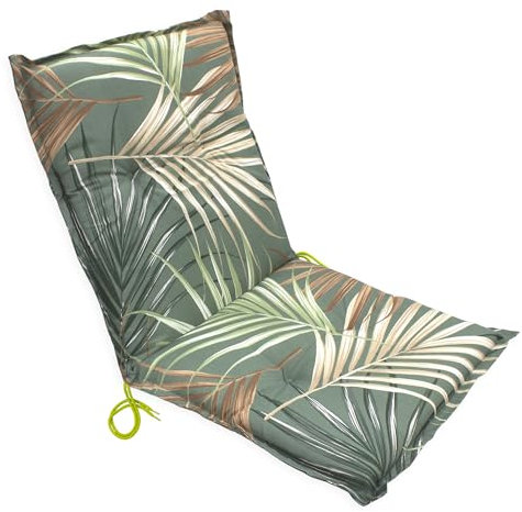 Spetebo Universal Niedriglehner Auflage Palmen mit Einstellband - 100 x 50 cm - Gartenstuhl Kissen in Multicolor mit Eckbändern - Gartenstuhlauflage Outdoor Sitzkissen Stuhlauflage mit Haltegurt