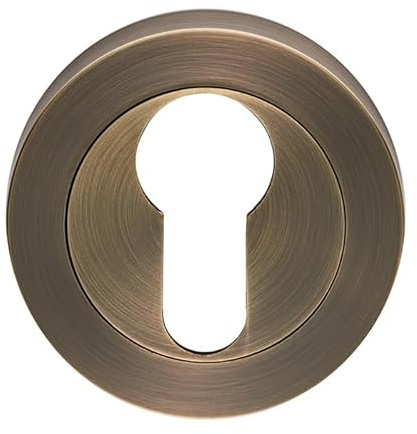 Kooples Hardware Euro/Standard Profile Escutcheons Dual Keyhole Cover Set for Mortice & Euro Cylinder Locks – Satin Stainless Steel Finish (Antique Brass, Euro Profile)