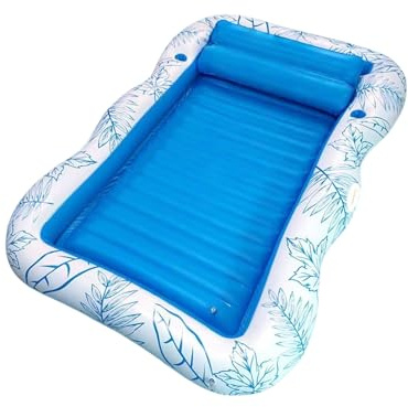 Aufblasbares Floß für Pool – Schwimmende Liege mit Getränkehalter, weiches Sonnen-Hängemattendesign, PVC-Schwimmhilfe für Erwachsene | Tragbare Luftmatratze im Wasserstil für See,