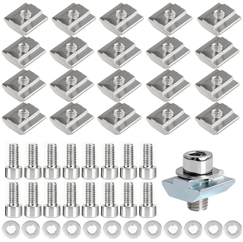 20 Stück Nutensteine M8 Set Schrauben Serie 4040 Schiebemuttern Aluprofil | T-Nut Schiene M8 Kohlenstoffstahl Nutensteine M8 Set Schiebemuttern für Aluminiumprofil Extrusionsschlitz