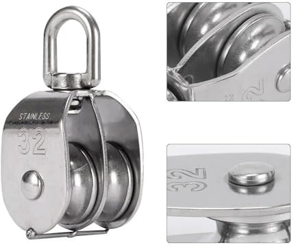Umlenkrollen für seile 304 Edelstahl M15 M20 M25 M32 M50 Rotation Doppelrolle Traktion Heben Segelboot Laden Flaschenzug Block(M15)
