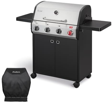Enders® Gasgrill Chicago Next 4 R Turbo Standgrill, 4 Edelstahlbrenner, 13 kW, 800°C TURBO ZONE™, SWITCH GRID™ Gussrost, Garhaube mit Thermometer, fahrbar, inkl. Premium Wetterschutzhülle