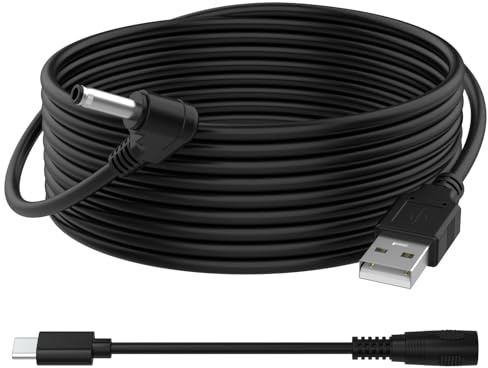 Charging Cable with DC Power Adapter Compatible with Ring Stick Up Cam Battery/Plug-in 3rd/2nd Gen, Spotlight Cam Plus/Pro Indoor/Outdoor, 4M Weatherproof Power Extension Cord (Black)