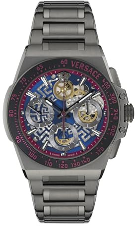 Versace Herren Chronograph Automatik Armbanduhr Greca Extreme Chrono Skeleton