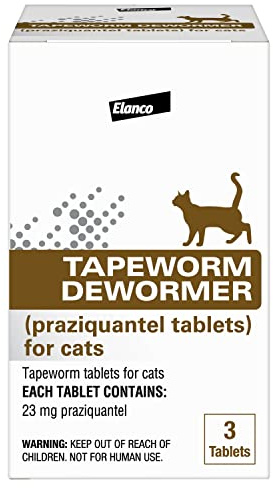 Elanco Tapeworm Dewormer (praziquantel tablets) for Cats and Kittens 6 Weeks and Older, 3-count