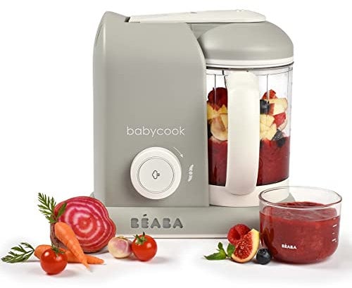 BÉABA, Babycook Solo, Robot Bébé 4 en 1 Mixeur-Cuiseur, Cuisson Vapeur, Diversification alimentaire, Petits pots bébé maison, Gris