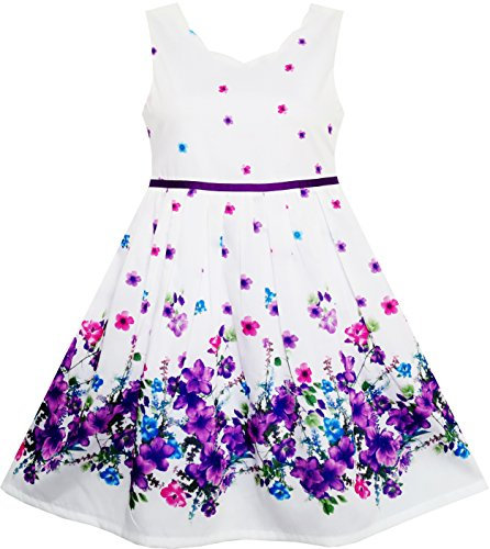 Sunny Fashion Robe Fille Élégant Princesse Épanouissement Fleur dans Vent 12 Ans