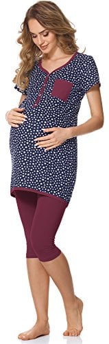 Bellivalini Damen Umstands Pyjama mit Stillfunktion BLV50-126
