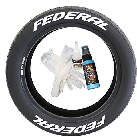 Tire Stickers Federal Tire - DIY Permanent Gummireifen Lettering Kit mit Kleber / 14-16 Zoll Räder / 1,50 Zoll / Weiß / 8 Stück