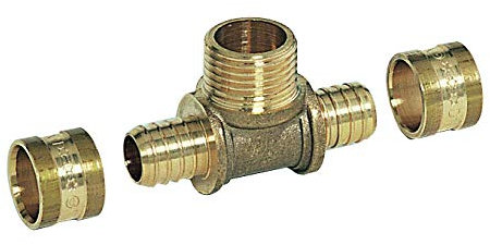 COMAP Raccord PER à glissement - Té sortie Mâle - Diamètre ⌀16x1,5 mm - Mâle 1/2 (15x21) - Pexy pour Tubes PER - 4346