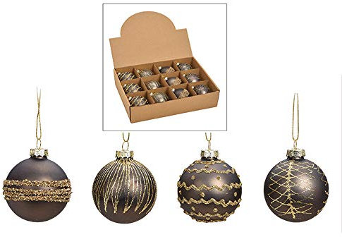 12 Weihnachtskugeln aus Glas – Ø 6 cm – Christbaumkugeln Set – Glaskugeln für Weihnachtsbaum – edle Tannenbaum Deko – klassisch, modern & elegant – Weihnachtsdeko Baumkugeln