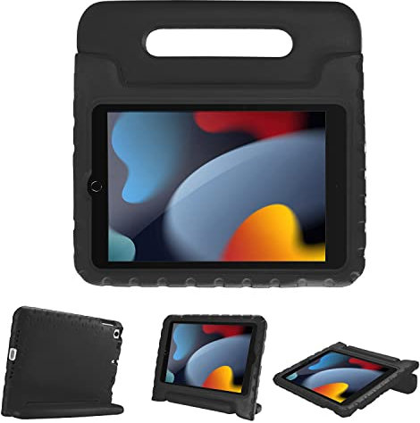 ProCase Kinder Hülle mit Kickstand für iPad 10.2 Zoll/iPad Pro 10.5 Zoll/iPad Air 3rd 10.5 Zoll, Ultra Leicht Stoßfest Robust Kind Schutzhülle Umwandelbar Handgriff Handle Standfunktion -Schwarz