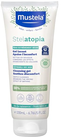 Mustela Stelatopia Eczema-Prone Skin Cleansing Gel - Baby Face & Body Wash with Natural Avocado & Sunflower Oil - Fragrance-Free & Tear Free - 6.76 fl. oz.