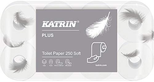 Katrin Papier toilette 3 plis papier toilette - Katrin Plus Toilet 250 SOFT - 8 Rouleaux Ultra Doux Blanc