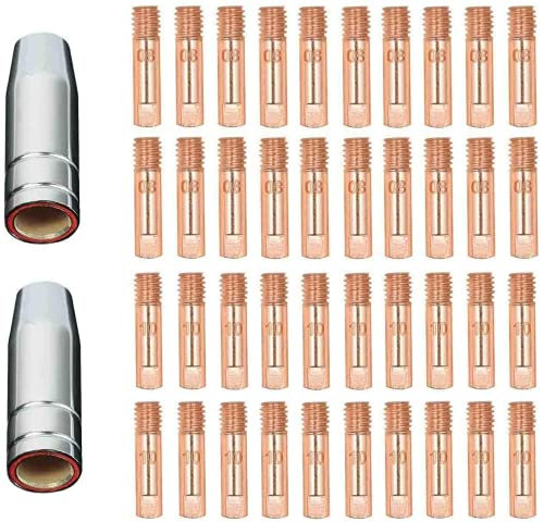 Reboot Accesorios de Soldadura Consumibles de Máquina de Soldadura,42 PCS MIG soldadura MB15 15AK punta de contacto 0.8/1.0mm MIG/MAG soldadura antorcha consumibles
