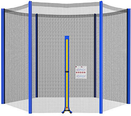 NONMON Sicherheitsnetz Ersatznetz für Trampolin Ø 305 cm 6 Stangen, Blau Gartentrampolin Ersatznetz Netz Außenliegend reißfest UV-beständig einfache Montage Eingangstür mit Reißverschluss