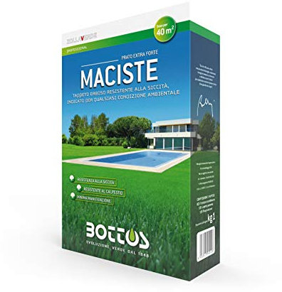 Maciste, Sementi per tappeto erboso Bottos, prato resistente e rustico ideale per zone aride 3kg per 120mq (3pz x 1kg)