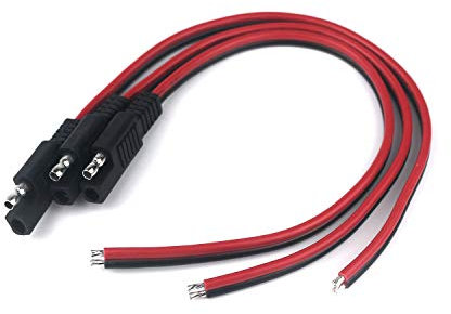 Taikuwu 3er SAE Verlängerungskabel 14AWG 30cm Rot/Schwarz - Set für Solaranlagen, Autobatterien, Elektrofahrräder - Hochflexible Kabel mit ABS-Gehäuse