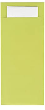 Mank Bestecktasche | 85 x 200 mm | mit 2-lagiger Tissue-Serviette in Weiß | Besteckhülle | Besteckbeutel in verschiedenen Farben | (Lime, 500)