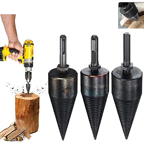 MHGLOVES Spaccalegna per Uso Domestico, Spaccalegna Vite Conica Albero per Trapano a Gradini Taglia-legno Legna Da Ardere, Tronco in Acciaio Ad Alta Velocità per Tagliare La Legna Da Ardere,42mm