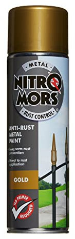 Nitromors Anti-Rust Smooth Finish Metal Spray Paint, No Primer Required, Gold, 500 ml