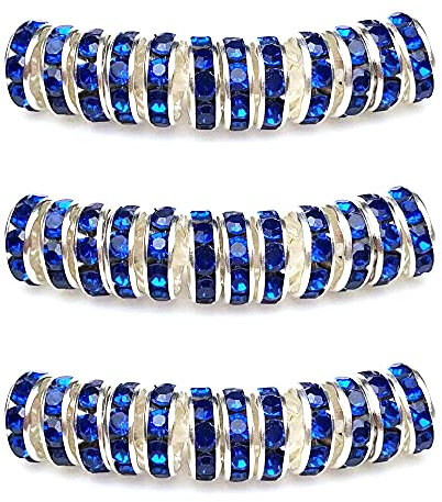 MJDCB 6mm 100 Cuentas Espaciadoras Centelleo Cristal bolitas para Hacer Pulseras Collar de Accesorios de Joyería (Azul Zafiro)