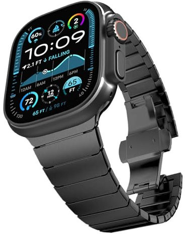 CHANCHY 49mm 46mm 45mm 44mm 42mm(Serie 3) für Apple Watch Armband,Edelstahl Gliederarmband Metall Ersatzarmbänder Geeignet für Apple watch Ultra 2/Ultra,Series 10/9/8/7/6/5/4/3/2/1/SE,Schwarz