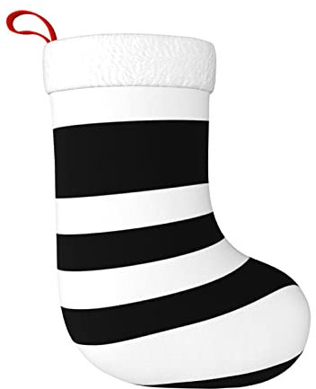 DMORJ Streifen Schwarz Weiß Weihnachtsstrümpfe :: 45 cm Geschenkhalter für Party Urlaub Dekorationen Ornamente (1 Packung)