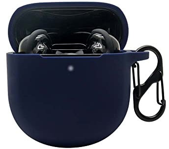 QINOUK Case for Bose QuietComfort Earbuds II, [Shockproof] Premium Soft Silicone Full-Body Protection Case with Carabiner, for Bose QuietComfort Earbuds II [Anti-fingerprint]-Blue