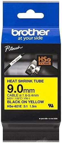 Brother Original Pro Tape HSe-621E Schrumpfschlauch – schwarz auf gelb