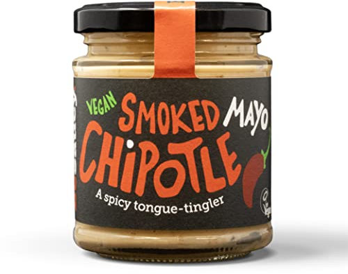 BeSaucy - Smoked Chipotle Mayonnaise, Works Great as a Spread, Dip and Stirred Through Mash or Partnered with Pasta and Pizza Crusts, Produced in the UK & Vegan Friendly, 180g Glass Jar