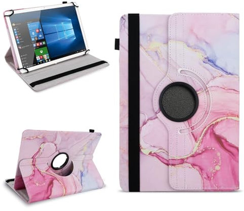 NAUC Robuste Tablet Schutzhülle kompatibel mit PEAQ Tablet PET 100 101 1008 aus Kunstleder Hülle Tasche Standfunktion 360° Drehbar Cover 10.1 Zoll Universal Case, Farben:Motiv 19