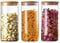 NAVACALA Round Glass Storage Jars with Lids 900ML Set of 3 - High Borosilicate Glass Airtight Kitchen Food Canisters Cylinder Clear Preserving Seal Containers with Lid 900ml
