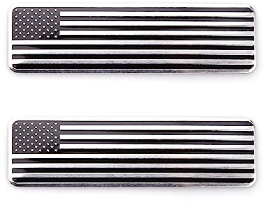 2 x USA-Flaggen-Emblem für alle Autos, LKWs, Aufkleber, Universal-Auto-Styling-Aufkleber (silberfarben, schwarz)