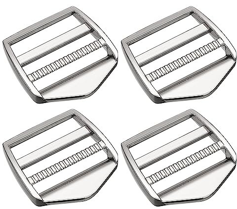 sourcing map Metal Ladder Buckle Slider Tri-Glider Metal Adjustable Buckles, 4pcs 38mm(1-1/2) Inner Size for Webbing Backpack Strap, Silver Tone