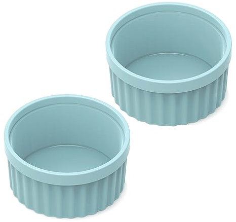 Silicone Ramekins 8 oz Oven Safe, 2Pcs Creme Brulee Ramekins Oven Safe, 4 inch Silicone Custard Cups, Small Baking Bowls For Baking Souffle, Pudding