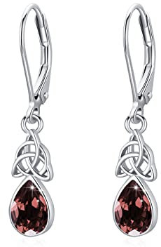 Tropfen Ohrringe 925 Sterling Silber Keltischer Knoten Braun Zirkon Schmuck Geschenke für Damen Frauen Mädchen Tochter Ehefrau Mama Freundin Kinder
