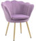 Poltrona Conchiglia Camera da Letto in Velluto Design Moderno, Sedia Classica con Gambe in Metallo Placcato Oro - Poltroncina per Salotto con Seduta Morbida Imbottita Modello Maddina - Violetto