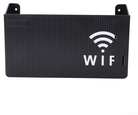 WiFi-Router-Aufbewahrungsbox, wandhängend, kabelloses WLAN-Router-Regal, Router-Aufbewahrung, schwimmende Regale, ABS-Kunststoff, Organizer, 24,5 x 6 x 14 cm (schwarz)
