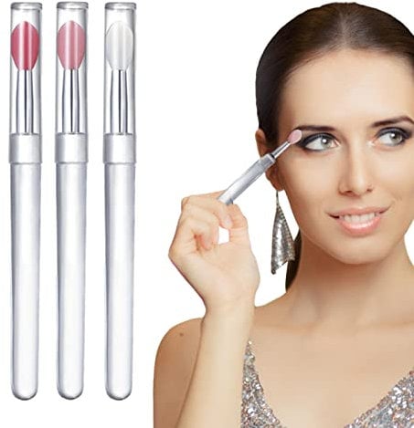 Lip Gloss Brush Applicator Silicone - Portable Silicone Lip Brush - Makeup Eyebrow Lipstick Brushes Applicator Cosmetic Brush Set Silicone Brushes Wands Fit Balm Oil Ristyur