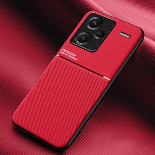 COMAKU Ultra-Thin TPU Silicone Case for Xiaomi Redmi Note 13 Pro Plus 5G (Pro+), Skin Texture is Non-Slip and Shockproof Phone Case Cover - Red