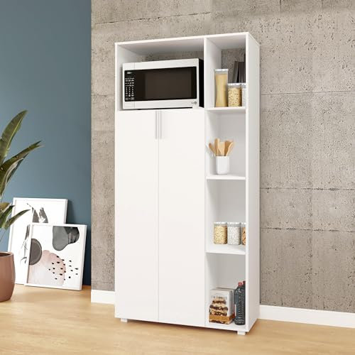 Buyqualia Armario de Cocina Multiusos Dos Puertas y estantes (Alto 186 / Ancho 90 / Fondo 38)