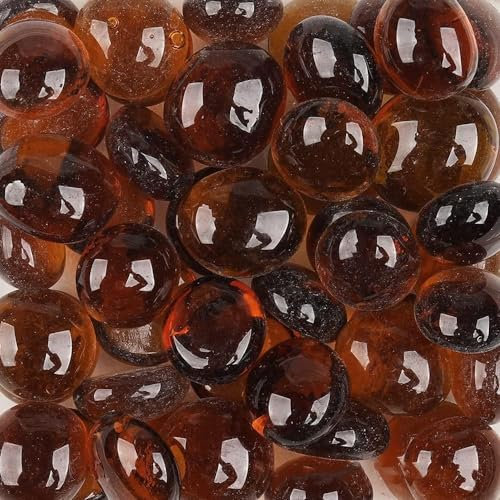 200g Galets de Verre,Cailloux de Verre,Pierres et Galets en Verre,Carreaux de mosaïque en verre pour Le Remplissage de Vase Artisanal d’Art décoratif à la Maison,Brun,M